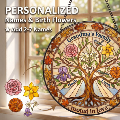 Tree of Life Family Suncatcher — Personalized Birth Flower Gift